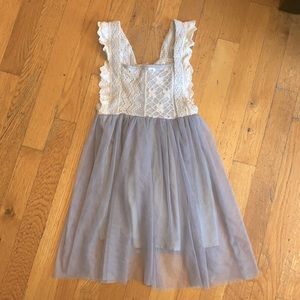 Gorgeous lace and crochet dress with tulle bottom.